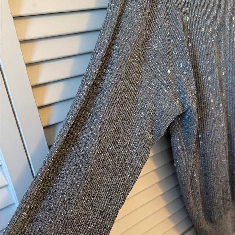 Alfani Silver Sequin Sweater Size 0X - Picture 5 of 6